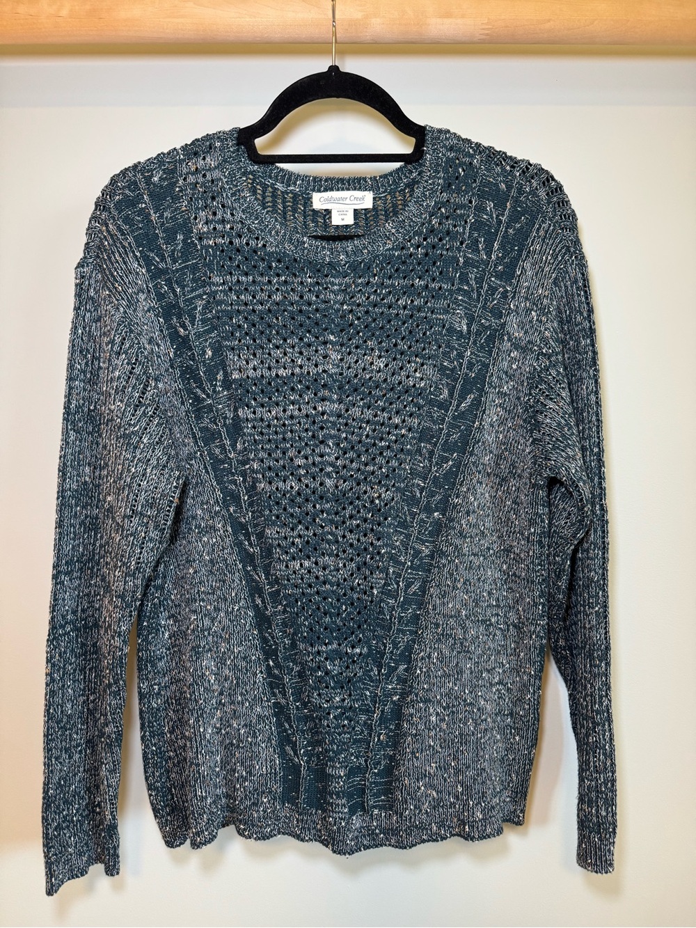 Coldwater Creek Women’s Teal Textured Crewneck Sweater
